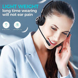 Bluetooth Headset with Mic Charging Dock,On-Ear Office Wireless Headset with Noise Cancelling Microphone for Call Center,Mobile Phones, Laptop,Skype,VoIP