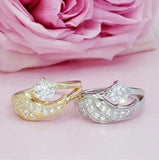 New Exquisite 18K Gold White Sapphire Angel Charming Diamond Princess Ring Romantic Bride Proposal Eternity Ring Anniversary Christmas Gift for Girlfriend Mother&#39;s Day Gift Jewelry Size 5-11E [&lt;lun&gt;]