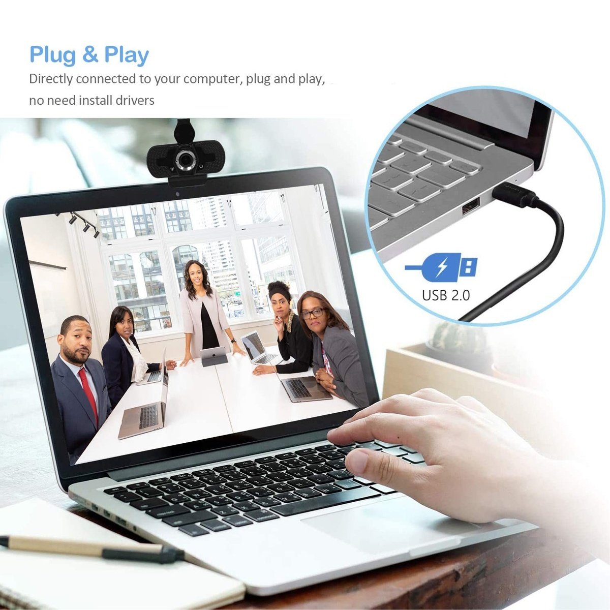 Webcam with Microphone,1080P HD PC Webcam with Privacy Cover and Tripod, USB Camera for Video Calling Recording Conferencing
