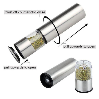 Manual Pepper Grinder,Salt Mill with Adjustable Coarseness,Brushed Stainless Steel Pepper Mill Shaker with Ceramic Blades for Professional Chef