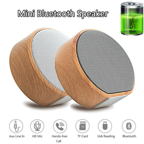 New Portable Wood Grain Mini Speaker Bluetooth Wireless Super Bass Subwoofer 10m Distance Bluetooth Control