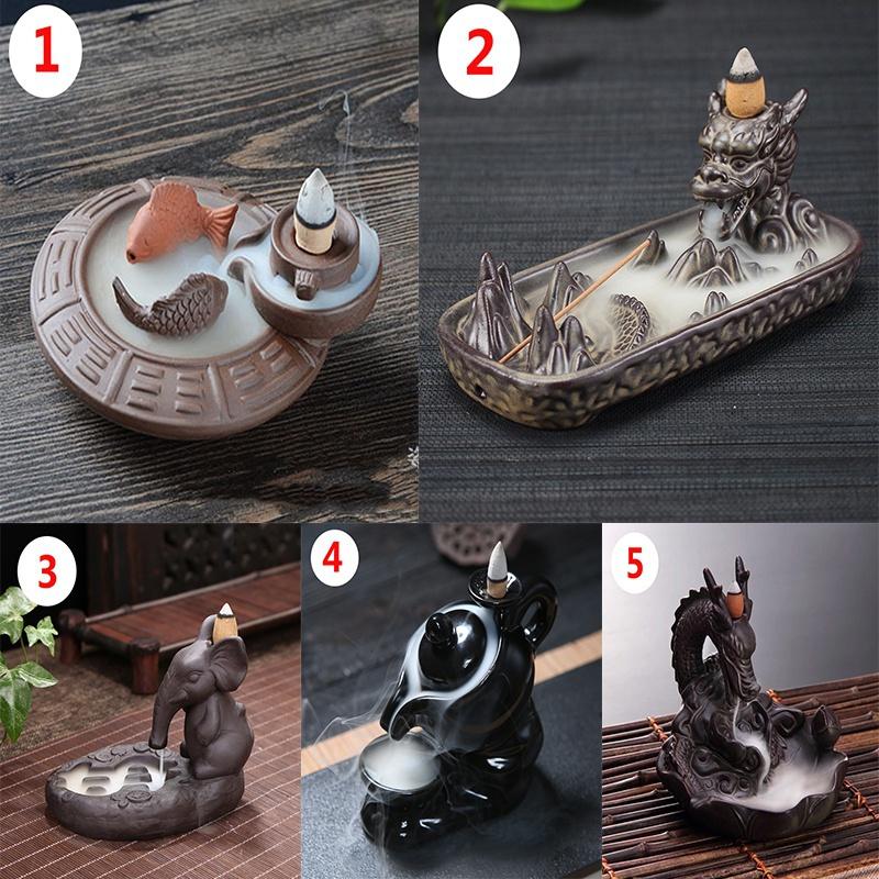 Chinese Characteristic style Ceramic Sculpture  Backflow Waterfall Smoke Incense Burner,Home Decor Meditation Yoga [<lun>]