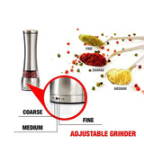 Manual Pepper Grinder or Salt Mill with Adjustable Coarseness,Brushed Stainless Steel Pepper Mill Shaker with Ceramic Blades for Professional Chef