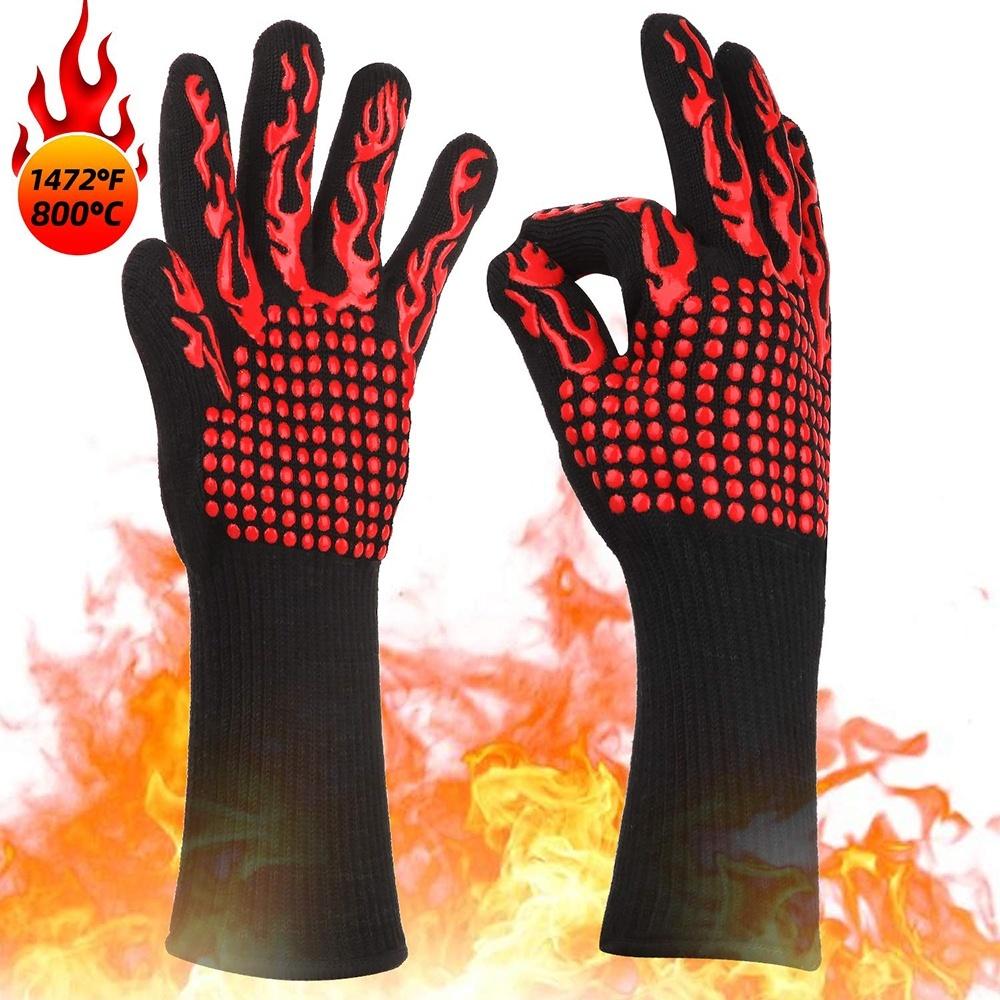 BBQ Gloves 1472℉ Extreme Heat Resistant Grill Gloves Insulated Oven Mitts with L5 Cut Resistant for Cooking, Baking,Cutting, Welding, Smoker Fireplace