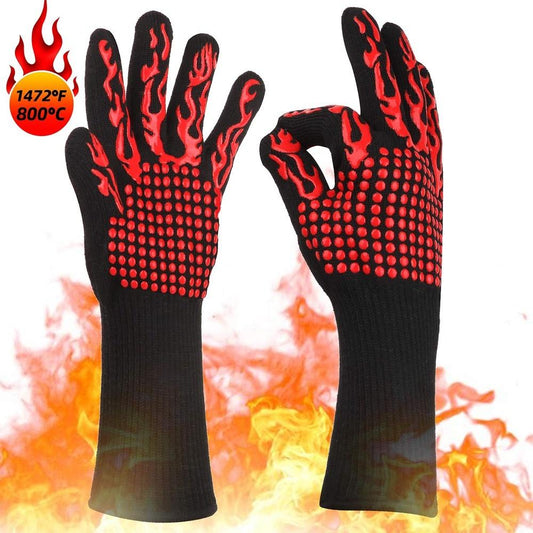 BBQ Gloves 1472℉ Extreme Heat Resistant Grill Gloves Insulated Oven Mitts with L5 Cut Resistant for Cooking, Baking,Cutting, Welding, Smoker Fireplace