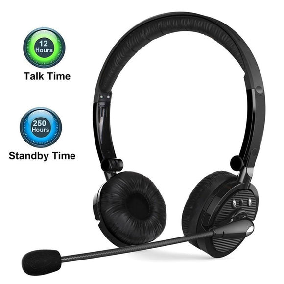 2020 New Bluetooth Headphones Multipoint Noise Cancelling Foldable Over-the-Head Wireless Headset With Boom Microphone Hands Free for iPhone, Galaxy, Android Phones Updated Version Black