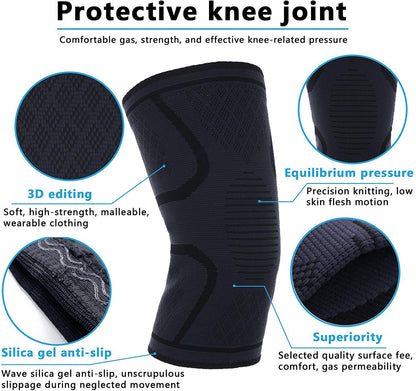 Fitness Running Cycling Knee Support Braces Elastic Nylon Sport Compression Knee Pad Sleeve for Basketball Volleyball [<lun>]