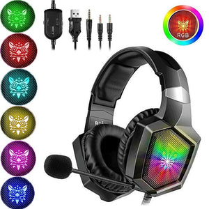 Gaming Headset PS4 Headset with 7.1 Surround Sound, Xbox One Headset w/ Noise Canceling Microphone &amp; LED Light, Compatible with PS4, Xbox One, Switch, PC, Mac, Laptop, Over Ear Headphones