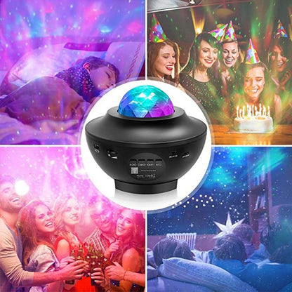 Newest 2 Styles Romantic Star Projector Light USB Voice Control Music Player LED Night Light Projection Lamp Star Light [<lun>]
