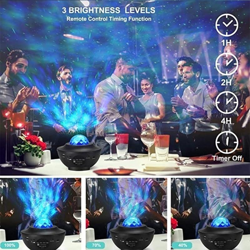 Newest 2 Styles Romantic Star Projector Light USB Voice Control Music Player LED Night Light Projection Lamp Star Light [<lun>]