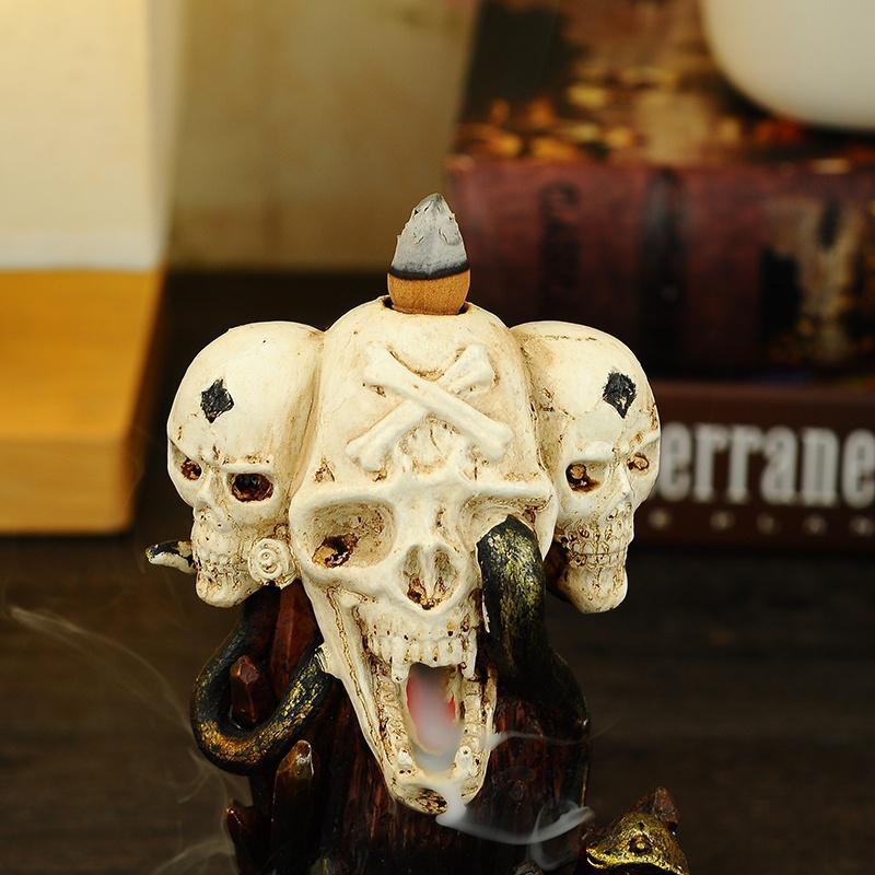 Halloween Skull and Black Dragon Backflow Incense Burners,Ceramic Home Decor  Handmade Gifts [<lun>]
