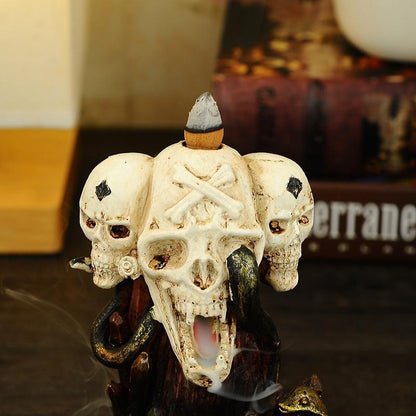 Halloween Skull and Black Dragon Backflow Incense Burners,Ceramic Home Decor  Handmade Gifts [<lun>]