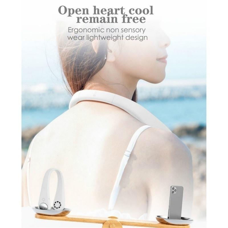 Neck Fan,Upgraded Bladeless Hands Free Portable Neck Fan - Rechargeable Mini USB Personal Fan，Headphone Design Wearable Neckband Fan，Bladeless Safety Design，3 Level Air Flow,Sports Office Outdoor