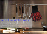 BBQ Grill Gloves, 1472°F Extreme Heat Resistant Oven Mitts, Silicone Non-Slip Kitchen Cooking Gloves for Barbecue, Cooking, Baking, Grilling,(Color: red)