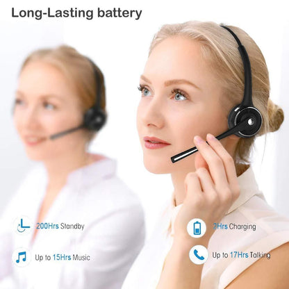 Truck Driver Bluetooth Headset Office Wireless headphones Mic Noise Canceling Headset with Microphone for Call Center,Cell Phone Laptop