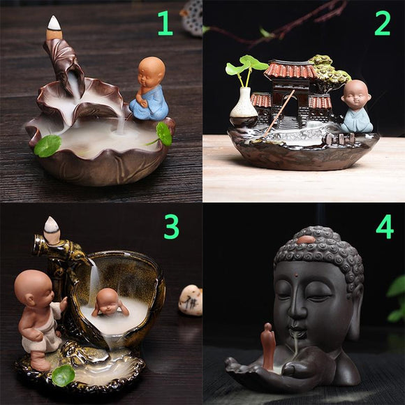 High Quality Handmade Dragon Ceramic Censer Backflow Incense Burner +20 Incense Cones