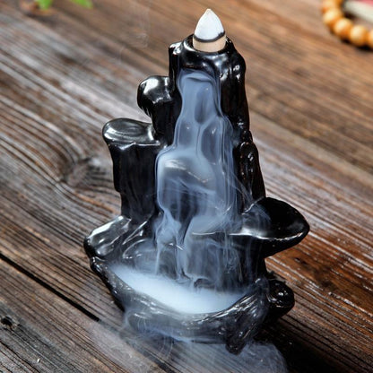 Handmade Ceramic Backflow Incense Holder Waterfall Incense Burner, Aromatherapy Ornament Home Decor Meditation Yoga [<lun>]