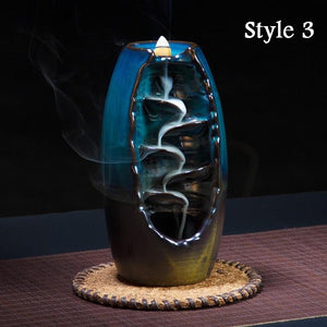 60 Backflow incense cones Retro Handmade Porcelain Ceramic Backflow Incense Burner Buddhist Decoration Home Aromatherapy