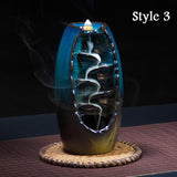 60 Backflow incense cones Retro Handmade Porcelain Ceramic Backflow Incense Burner Buddhist Decoration Home Aromatherapy