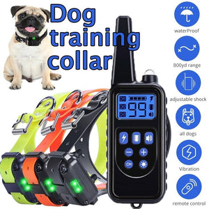 Remote Dog Training Collar Rechargeable and Rainproof 800M LCD Electric Pet Dog Shock Collar with Beep Vibration and Shock Electronic Collar belt for 1-3 Dogs Trainer (1-3 PCS Receiver)