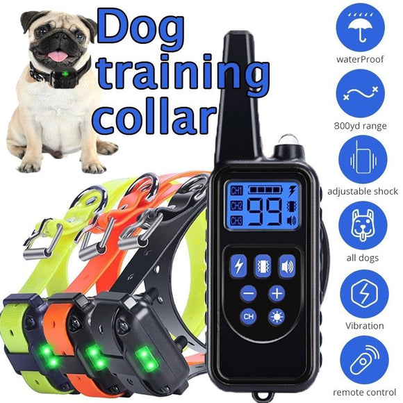 Remote Dog Training Collar Rechargeable and Rainproof 800M LCD Electric Pet Dog Shock Collar with Beep Vibration and Shock Electronic Collar belt for 1-3 Dogs Trainer (1-3 PCS Receiver)