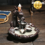 Exquisite Ceramic Dragon Statue Backflow Incense Burner Home Fragrance Air Fresheners for Home Office Living Room + 20Pcs Incense Cones