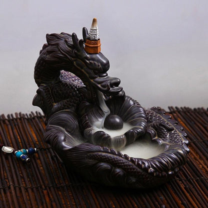 2020 With 60 Incense Cones Buddhist Porcelain Dragon Incense Holder Smoke Backflow Fragrance Retro Art