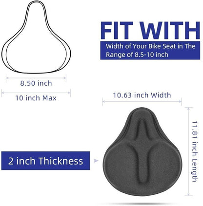 Exercise Bike Seat Cover - Large Wide Foam &amp; Gel Padded Bicycle Saddle Cushion for Women Men Everyone, Bicycle Seat Cover for Exercise Bike Spin Bike Cruiser Bike Indoor Cycling