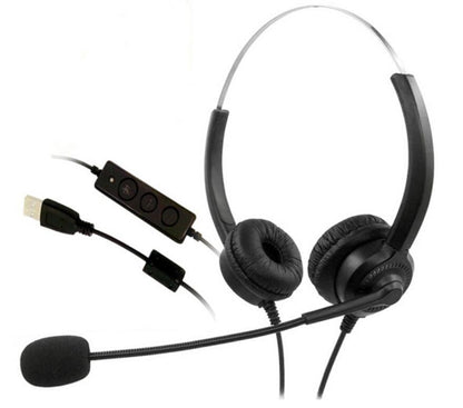 USB Headset with Mic and Mute Option, Wired Headphone for PC, Laptop, Tablet, Computer Headset with Noise Cancelling Microphone, All Day Comfort for Meetings, Call Center, School (Black)