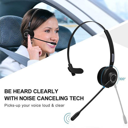 Bluetooth Headset, Trucker Bluetooth Headset, V5.0 Handsfree Wireless Phone Headset with Charging Station, Noice Cancelling, Bluetooth Headset with Microphone, Suitable for Call Center Office Phone