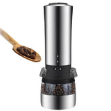 2 IN 1 Electric Gravity Pepper Grinder &amp; Salt Mill with Adjustable Coarseness,  Battery Powered Automatic Pepper Mill Grinder,One Hand Opetated,Brushed Stainless Steel Pepper Shaker with Ceramic Blades