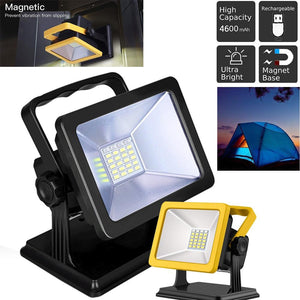 Rechargeable LED Work Light with Magnetic Base 15W 6.5H Lighting Battery Powered Waterproof Spotlights Outdoor Camping Emergency Lights Floodlights with SOS Mode ( with magnetic base)