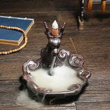 New Ceramic Incense Burner Feng Shui Tibet Holder Buddhist Censer + 60 Backflow Cone