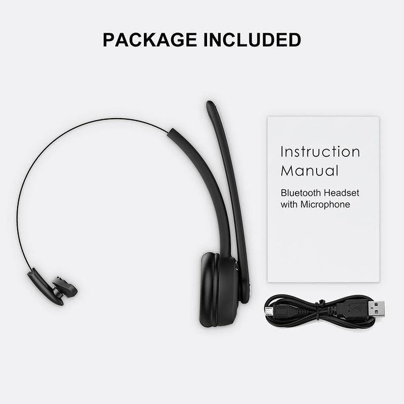 Trucker Bluetooth Headset With Mic, Handsfree Over The Head Earpiece, On Ear Bluetooth Headphones For Cell Phone, Call Center, Truck Driver (Color: Bl