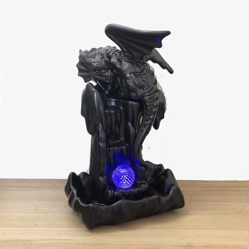 2021 Ceramic Incense Burner for Smoke Backflow Like Water Streaming Down Art Craft Incense Cone Furnace Home Decor w/ 20 Incense Cones