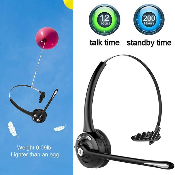 Latest Upgraded Professional Bluetooth Headset BTH-068 Wireless Headphone Black Headband UP To 12 Hours Hands Free For Drivers (Color: Black)