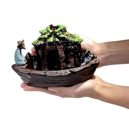 Backflow Incense Burner, Chinese traditional  Handmade Beautiful Scene Ceramic Home Decor  handmade gifts +  20 Backflow incense cones [<lun>]