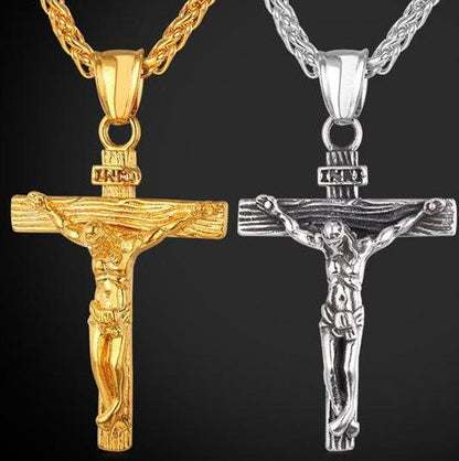 NEW Vintage Brother 18K Alloy Cross Necklace Men's Catholic Jesus Pendant + Necklace [<lun>]