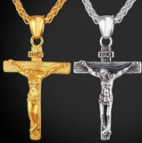 NEW Vintage Brother 18K Alloy Cross Necklace Men&#39;s Catholic Jesus Pendant + Necklace [&lt;lun&gt;]