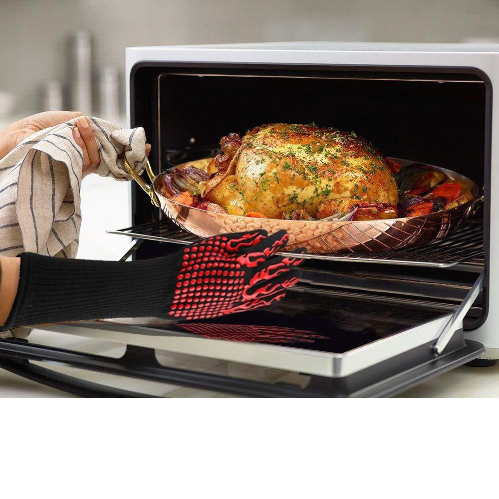 BBQ Gloves 1472℉ Extreme Heat Resistant Grill Gloves Insulated Oven Mitts with L5 Cut Resistant for Cooking, Baking,Cutting, Welding, Smoker Fireplace