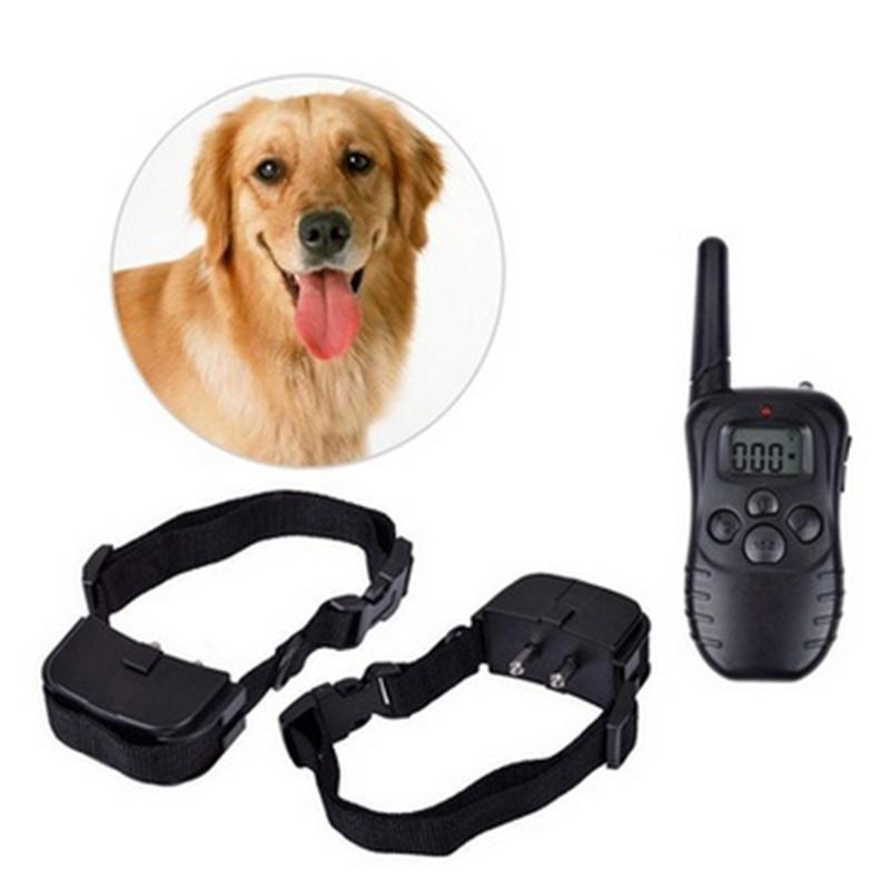 Professional LCD Electric 300M 100LV Levels Waterproof Shock Vibra Pet Training Collar Electric Pet Dog Training Remote Control Collar (Color: Black)