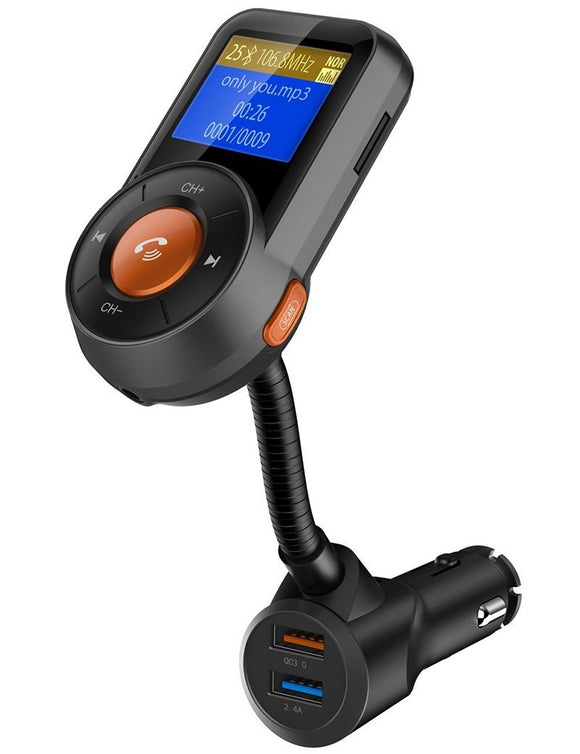 Fashion Bluetooth FM Transmitter for Car, Wireless Hands-free Radio Adapter Car Charger Kit with 1.4 Inch Display, Music Player [<lun>]