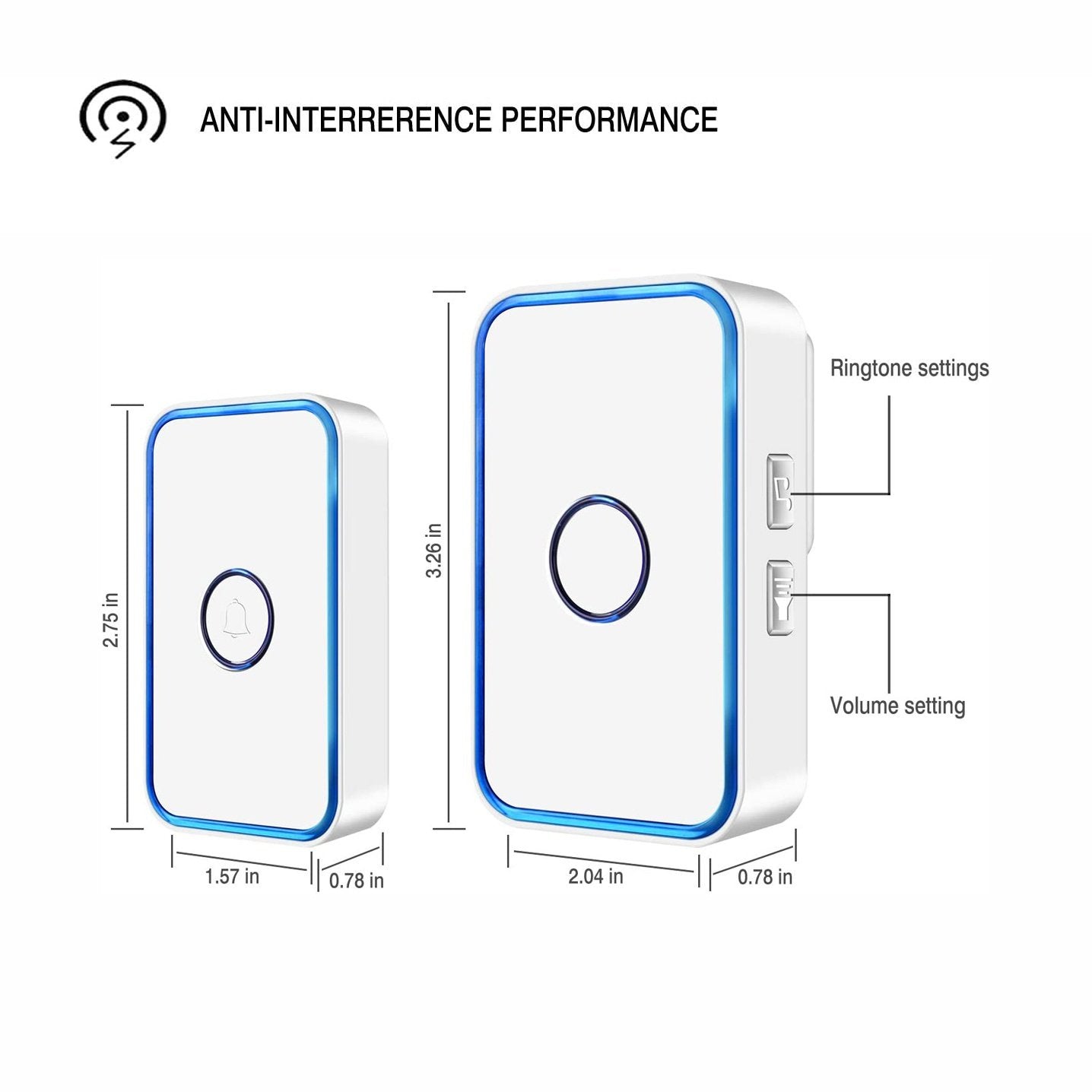 Latest Wireless Doorbell with 2 Receivers, IP55 Waterproof Doorbell, 1500 Feet Range, 5 Volume Levels, 60 Chimes &amp; LED Flash