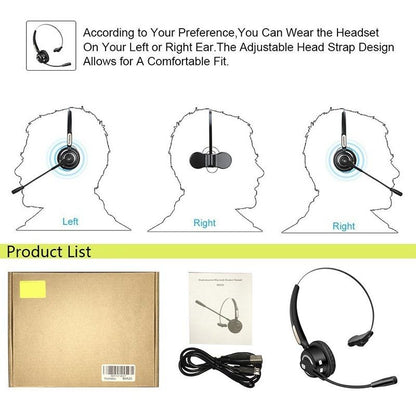 Office Headset with Microphone,12hrs Talking Time Trucker Wireless Bluetooth Headphones, Noise Cancelling Headset for Cell Phone,Computer,Call Center,Study Online