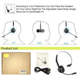 Office Headset with Microphone,12hrs Talking Time Trucker Wireless Bluetooth Headphones, Noise Cancelling Headset for Cell Phone,Computer,Call Center,Study Online