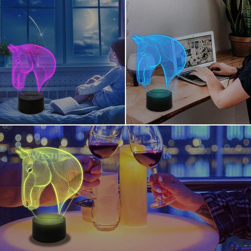 2020  Exquisite Creative 3D Lamp Acrylic Optical Illusion Visual Led Night Light 7 Colors for Home Decor