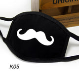 Unisex Dust-Proof Cotton Face Masks Windproof Black Mask Cartoon Printed Half Face Mouth Muffle
