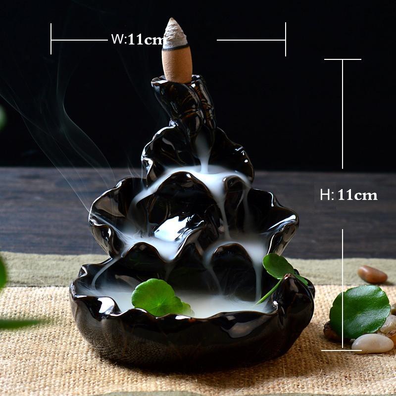 Retro Ceramic Incense Burner for Smoke Backflow Like Water Streaming Down Art Craft Incense Cones
