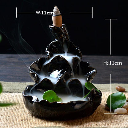 Retro Ceramic Incense Burner for Smoke Backflow Like Water Streaming Down Art Craft Incense Cones