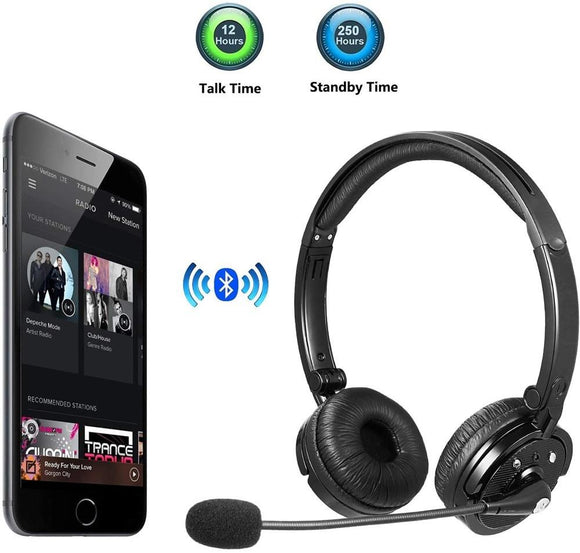 Bluetooth Headphones with Microphone, YAMAY Bluetooth Headset Wireless Headphones on Ear with Noise Cancelling Boom Mic Mute Key Clear Sound, Foldable Headset for Cell Phones PC Tablet Home Office
